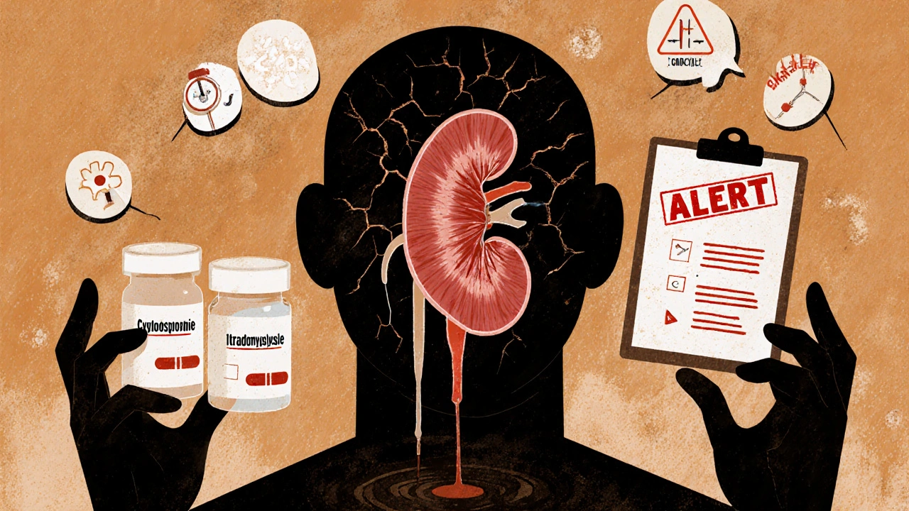 Transplant patient with dangerous drug combo, shadow of muscle damage looming