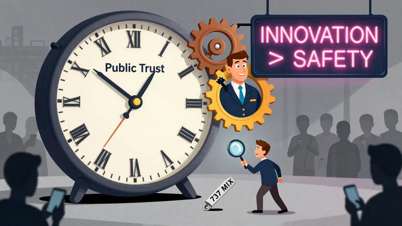 A crumbling clock of public trust has corporate gears being replaced by ex-regulators in new corporate uniforms.