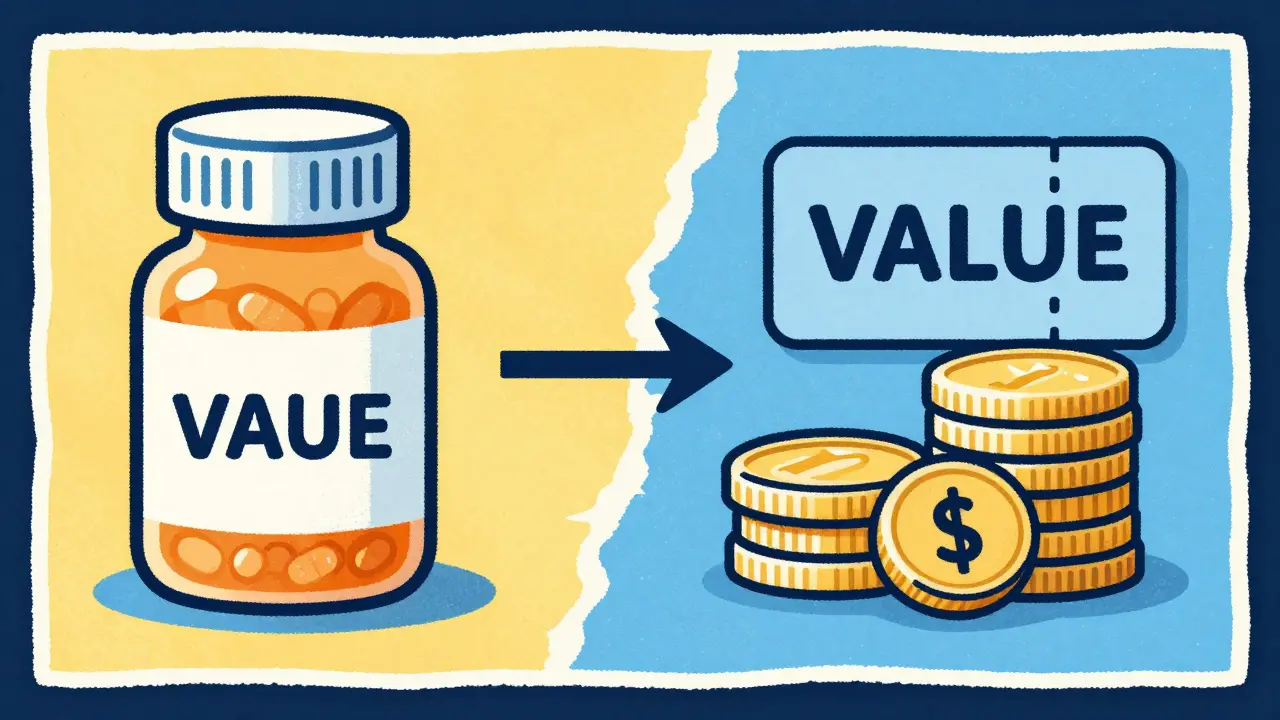 Illustration of pill bottle and coins showing affordable healthcare