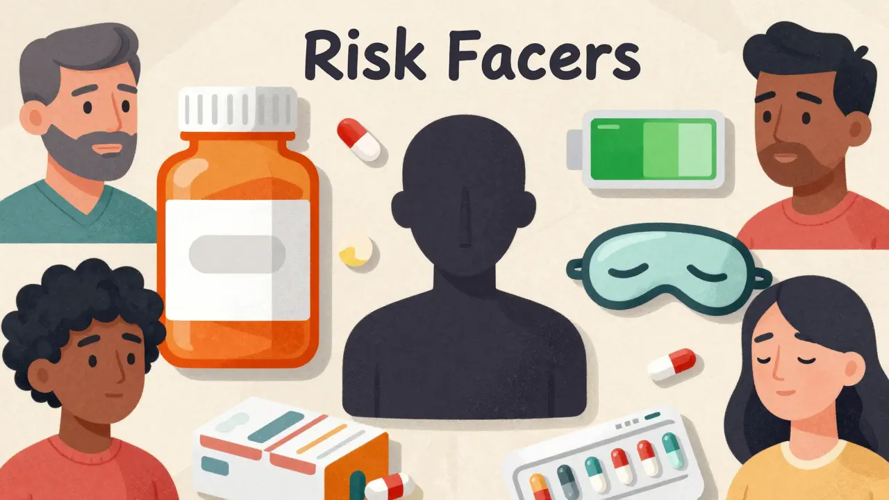 Illustration of various health risk factors surrounding a patient silhouette
