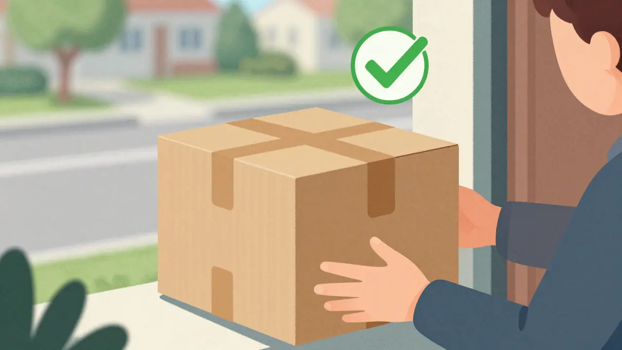 Discreet delivery box arriving safely at a doorstep
