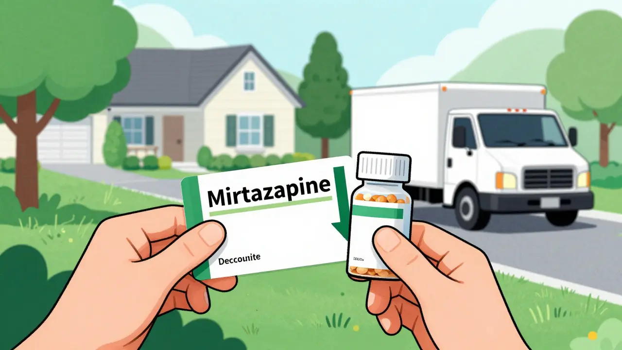 Generic medication bottle with discount coupon